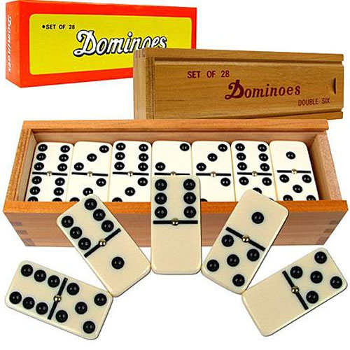 Double six Domino set in wooden case