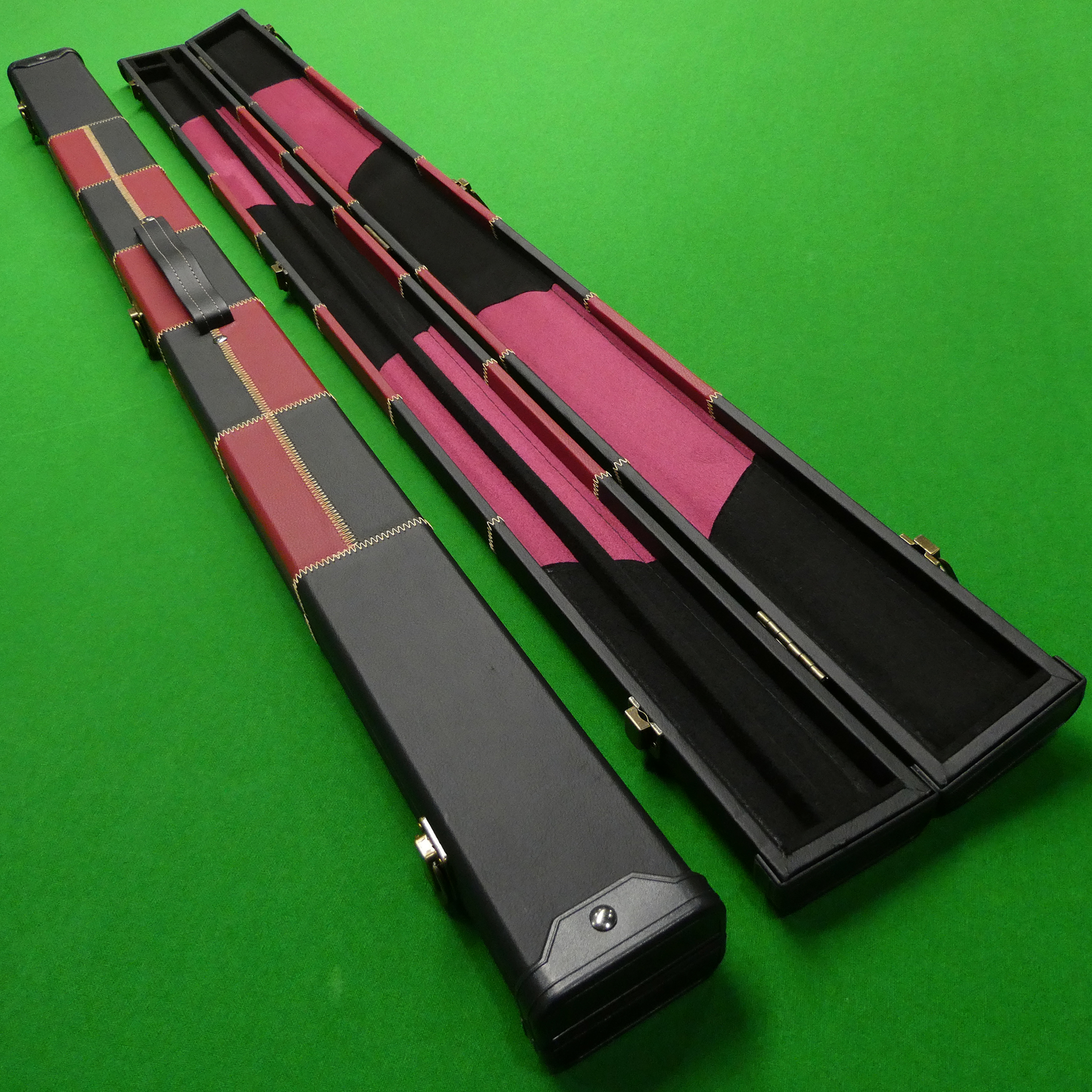 3/4 cue case Chequered Black & Burgundy