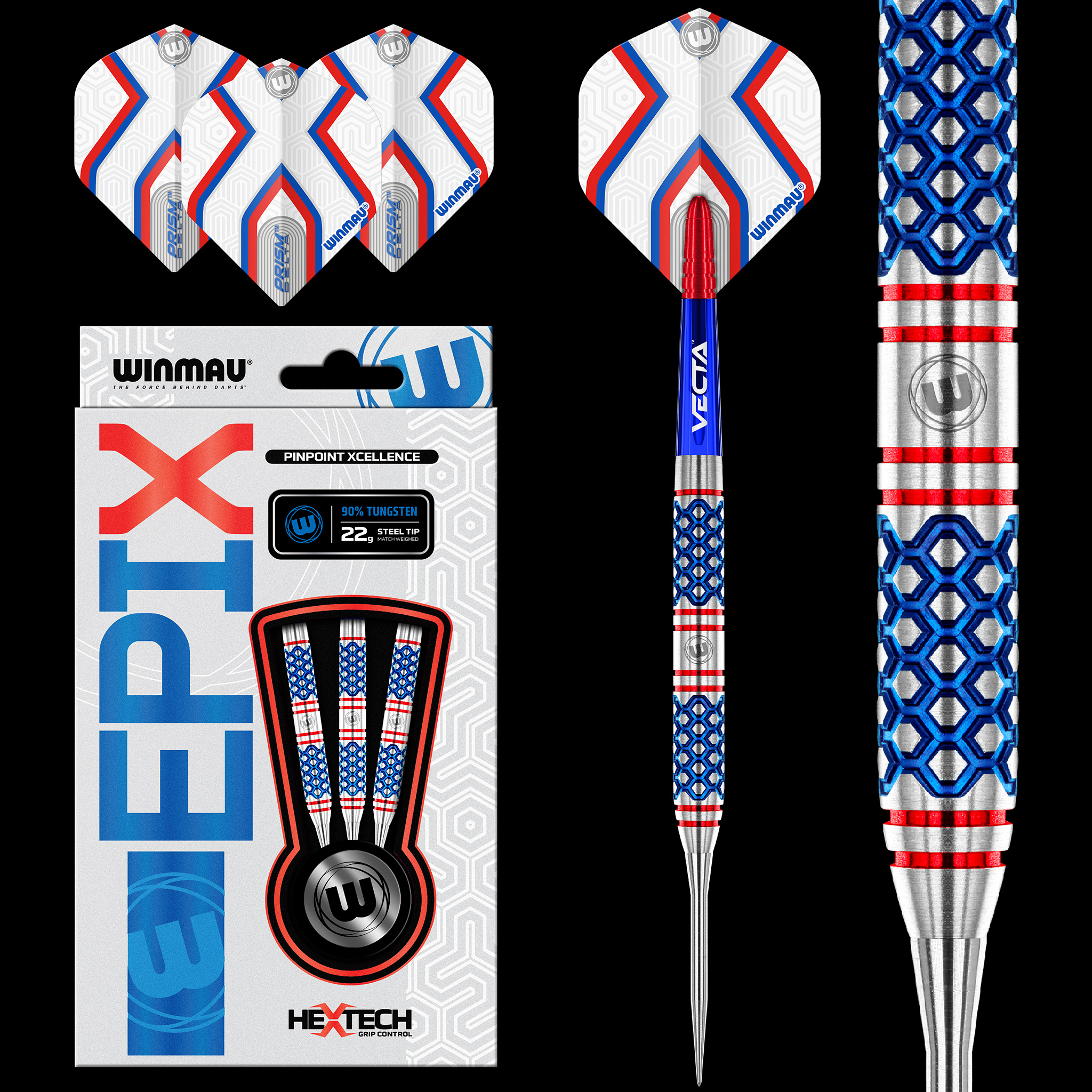 EPIX darts 90% Tungsten - multi-axis grip