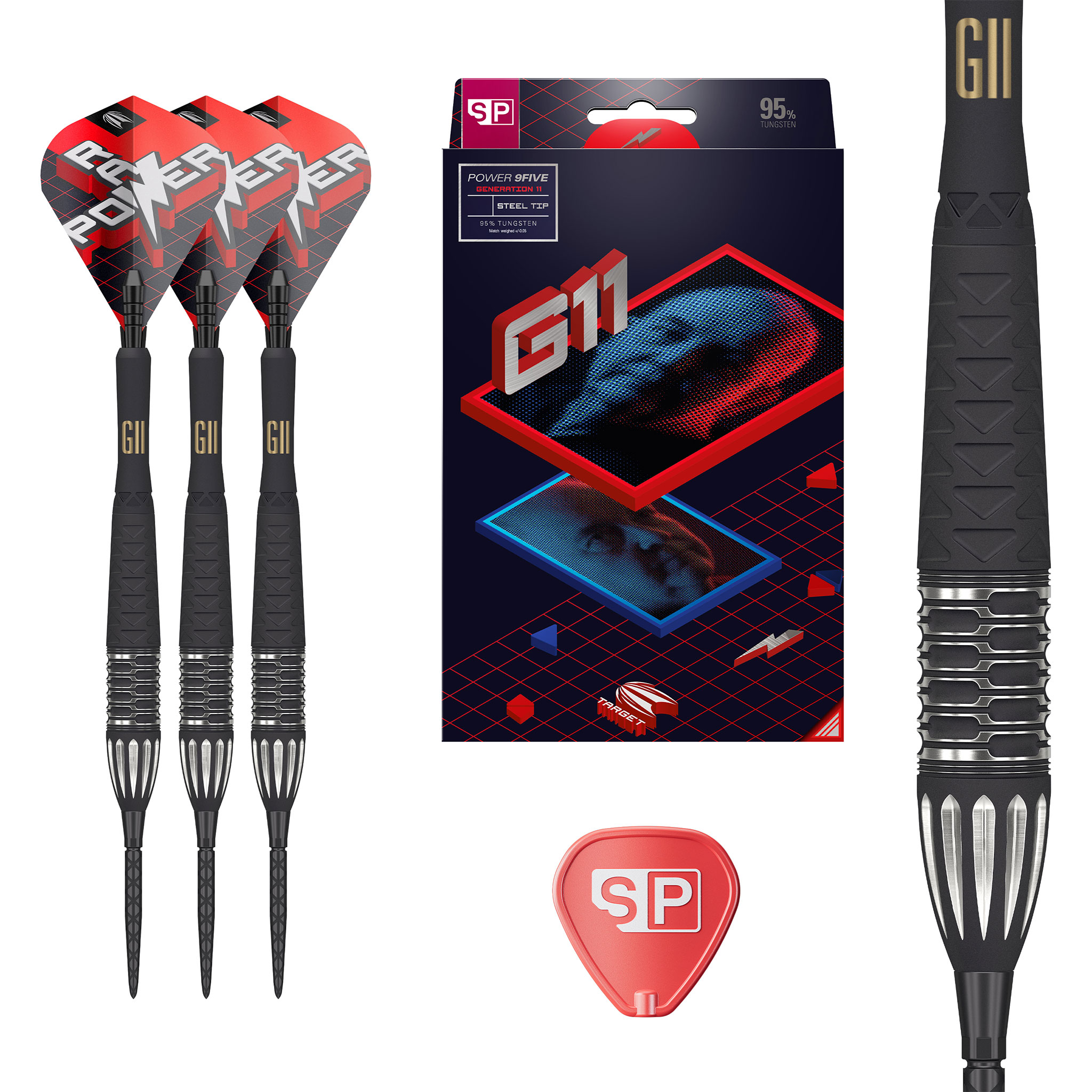 PHIL TAYLOR RAW POWER G11 95% SP STEEL TIP DARTS 2024