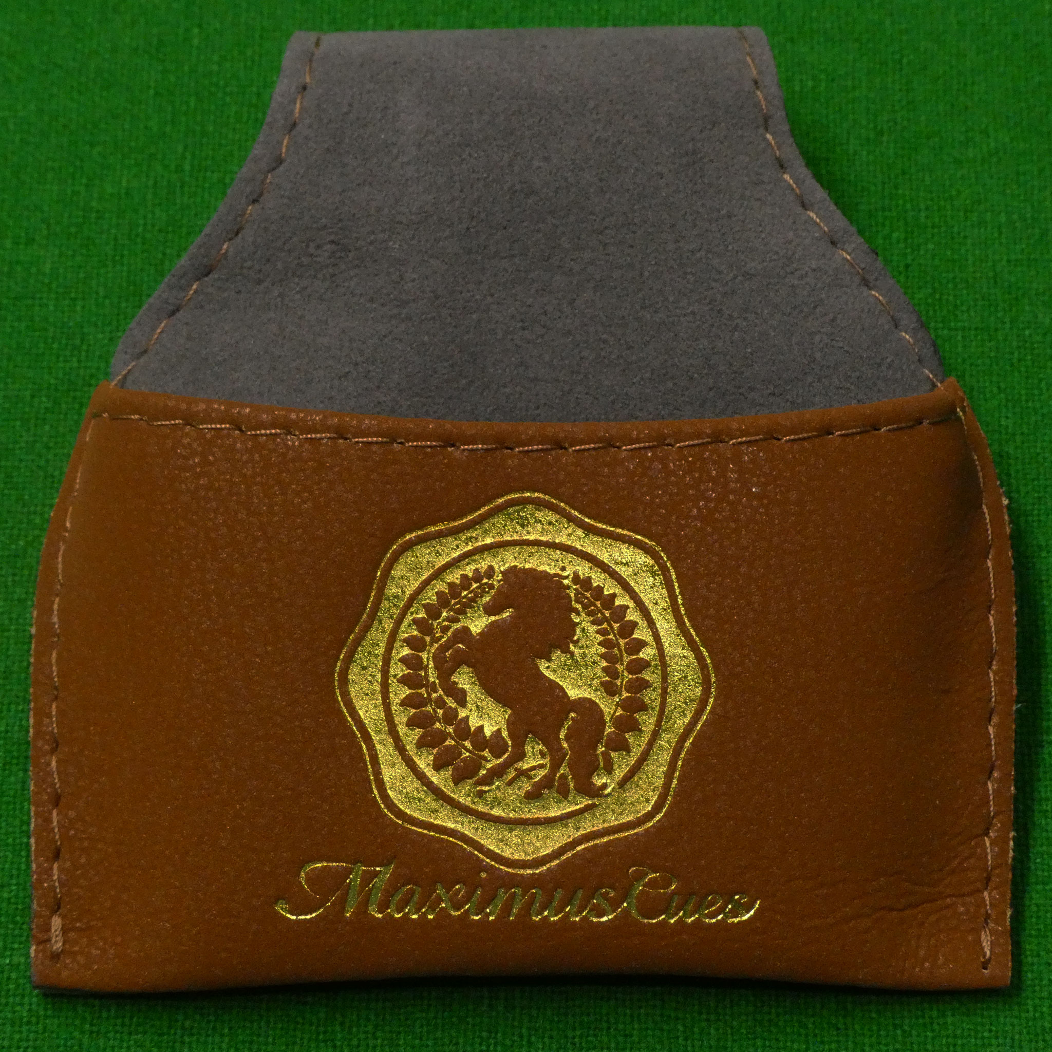 Maximus Cue Leather Chalk Pouch Brown