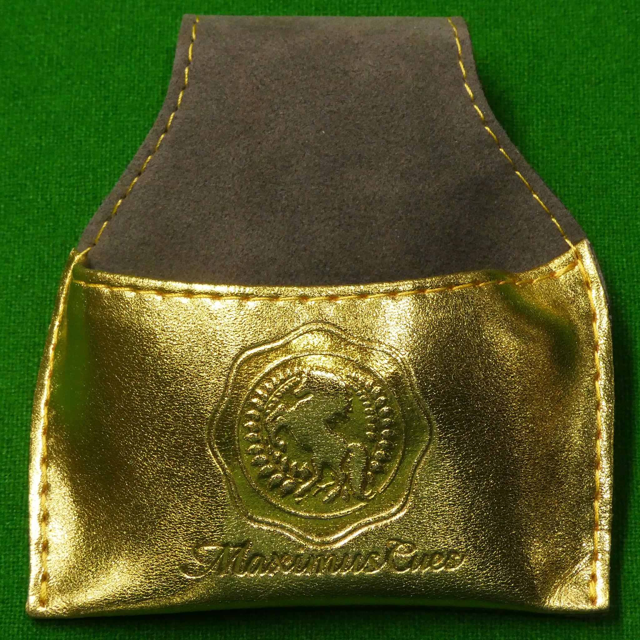 Maximus Cue Leather Chalk Pouch Gold