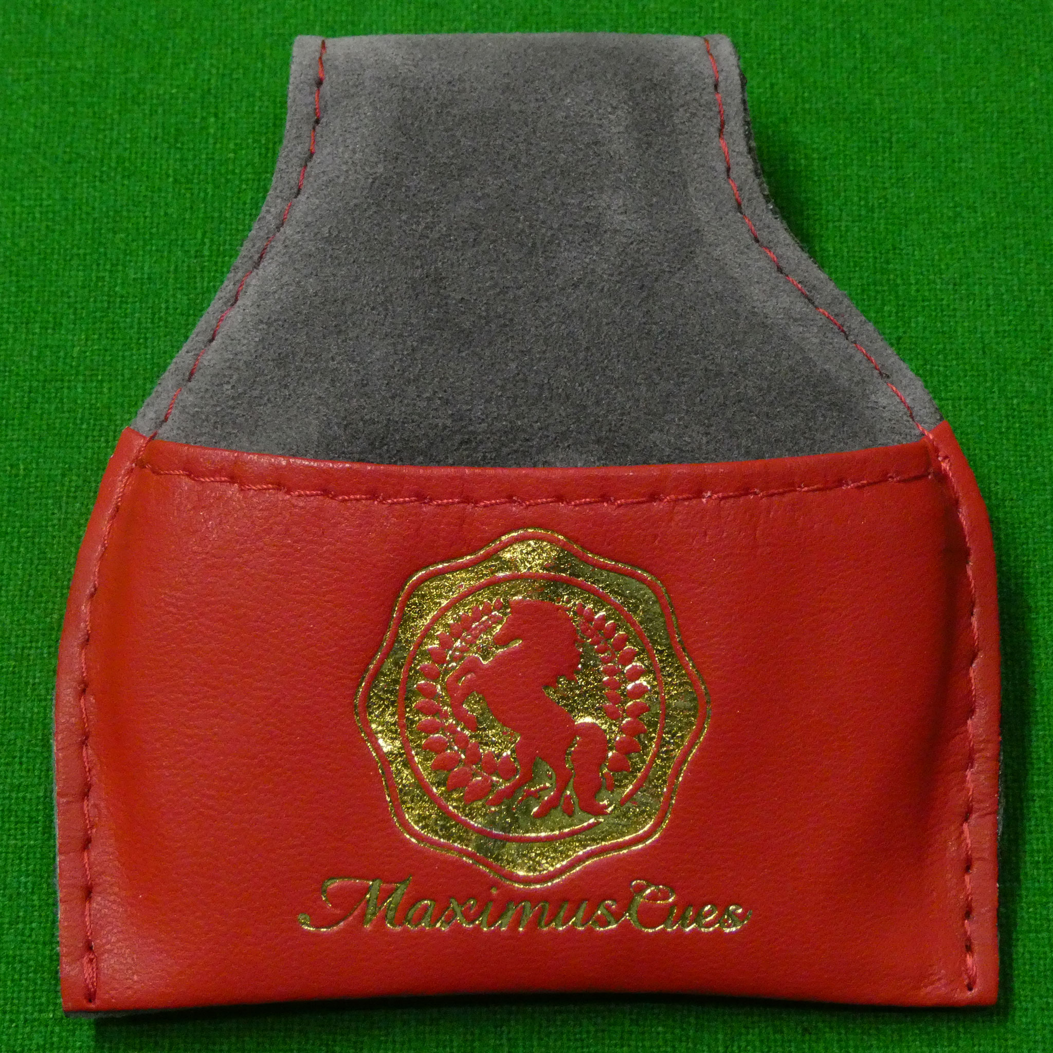 Maximus Cue Leather Chalk Pouch Red