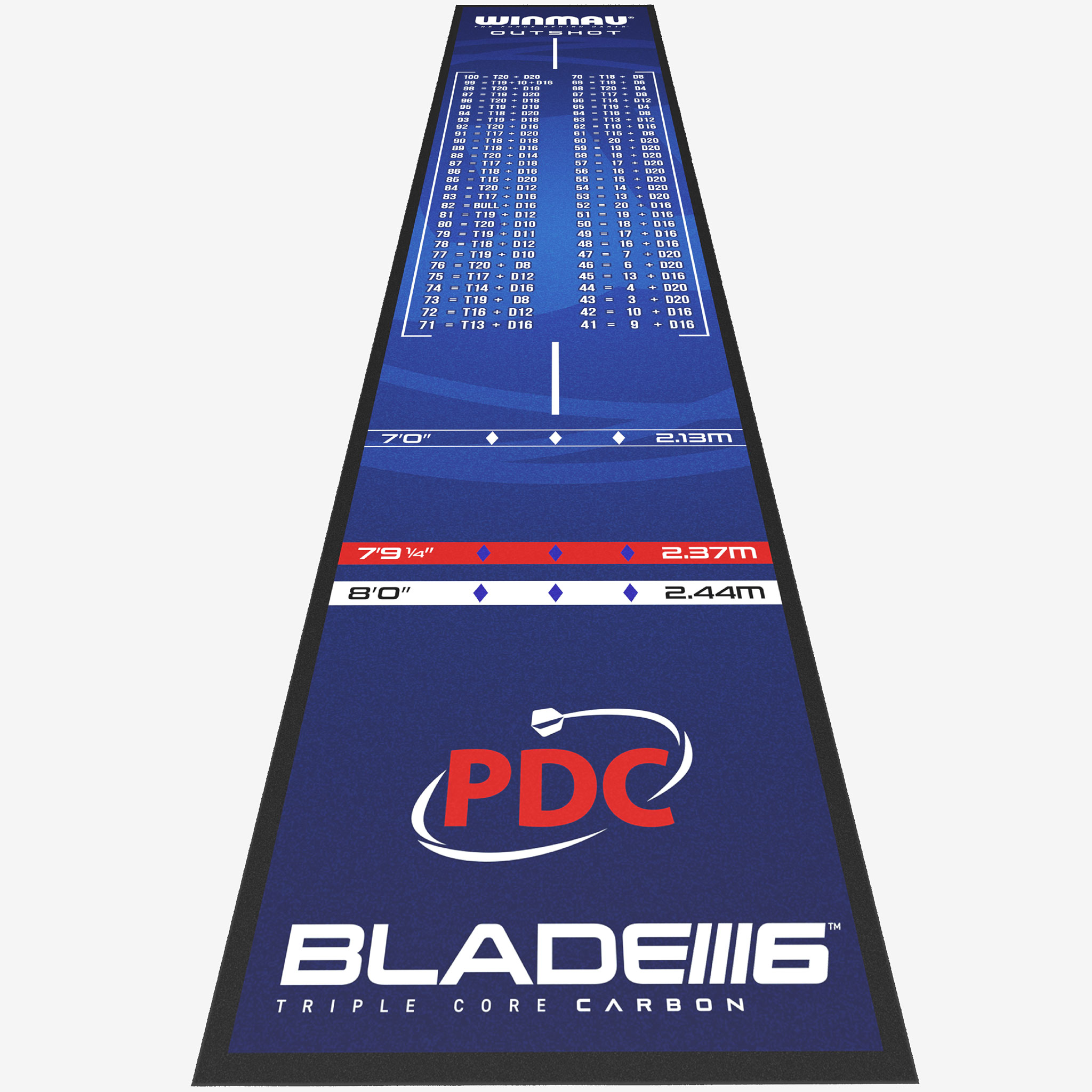 Winmau Outshot Dart Mat 100 to 41 finishes